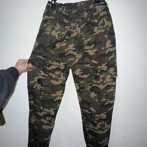 Double Denim Women's Large Cargo Jogger Pants Casual Elastic Waist NWT